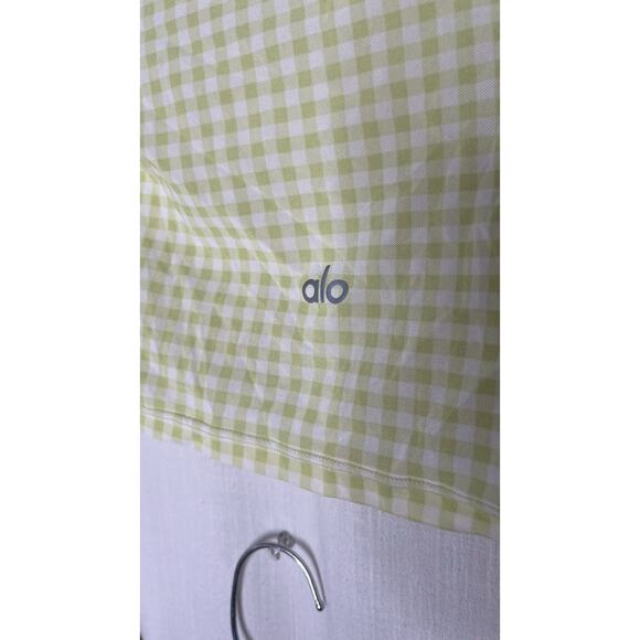 Alo Yoga Mesh Gingham Cropped Long Sleeve Top, Skirt in Iced Green Tea Size XS - Picture 4 of 6